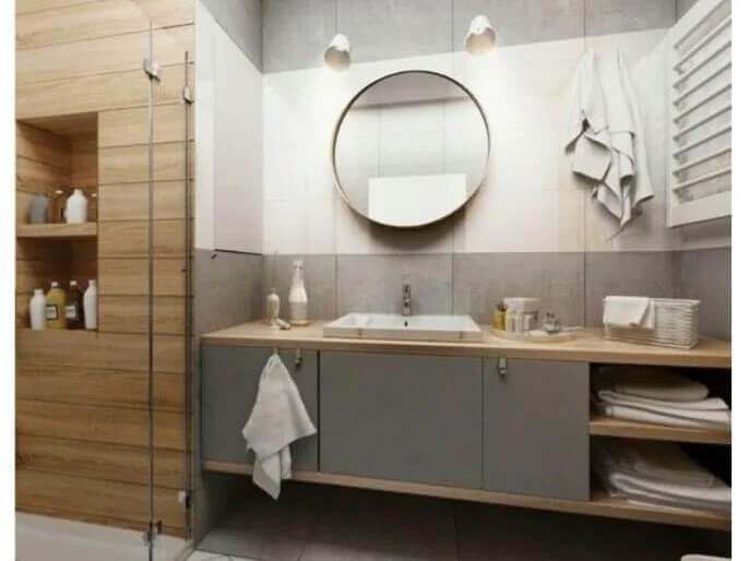 Bostanlı Hilton Tasarım Masif Meşe Banyo Yenileme - Karşıyaka / Bostanlı