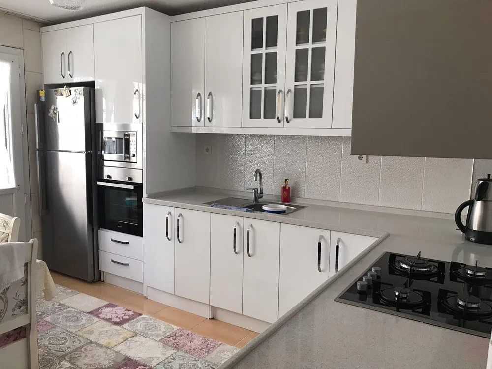Cem Yeşilay Luxury Ada Mutfak & Porselen Tezgahlı Mat Antrasit Dolap (MODEL-1-3) - Buca Adatepe özel mimari imalat