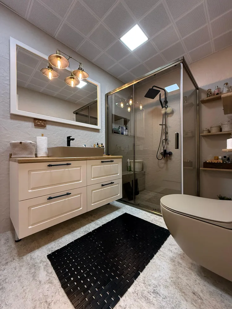 Cem Yeşilay Luxury Masif Kütük Tezgahlı El Yapımı Seramik Çanak Banyo (MODEL-45) - Buca Adatepe özel mimari imalat