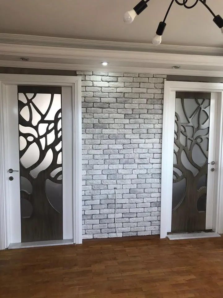 Cem Yeşilay Luxury Yatay CNC İşlemeli Antrasit Gri Lake Kapı (MODEL-8-2) - Buca Adatepe özel mimari imalat